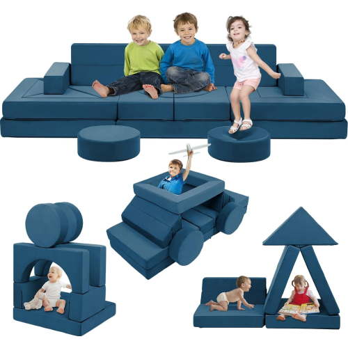 22Pcs Modular Kids Play Couch - Kids Couch for Playroom Bedroom Living Rooms Toddler Sofa for Inspiring Child Creativity，Children Convertible Foam Sofa