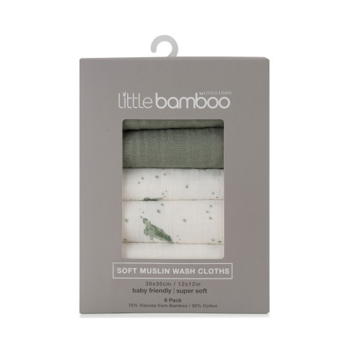 Little Bamboo Muslin Washers 6 Pack Turtle Bay