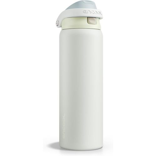ENCOOL Leakproof Insulated Water Bottle with Straw Dual-Sip Water Bottle Bag-Safe Design for Work, Commute & Gym – Keeps Drinks Cold All Day, 32 oz, Cloud-Hill White