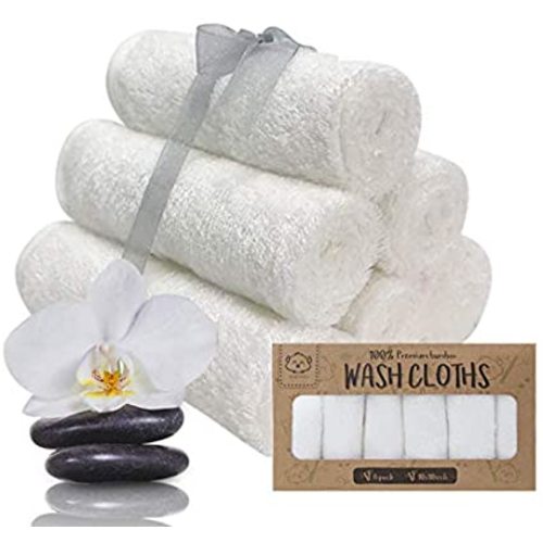 Baby Washcloth - Bamboo Washcloths Towel - Soft Organic Baby Washcloth - Face Towel for Baby, Adult and Infant - Baby Towels (White)
