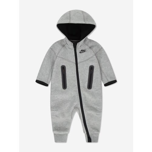 Nike Baby Tech Fleece Hooded Coverall in Grey