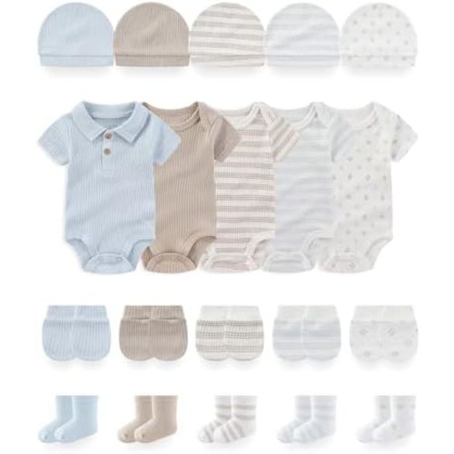 Baby Boy Girl Bodysuit Set 20-Piece Unisex Baby Clothes Outfit and Accessories