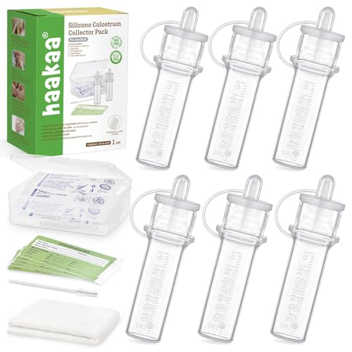 haakaa Silicone Colostrum Collector 6ml/6pcs Pack | World-first design, 3-in-1 Collector, Safe food-grade silicone-BPA Free, Ready-to-use pack,Replace disposable syringes