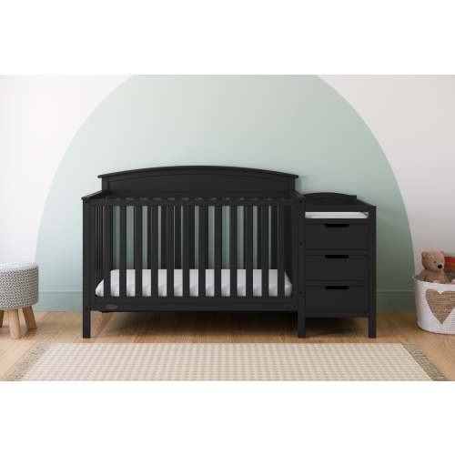 Graco Benton 4-in-1 Convertible Baby Crib and Changer, Black