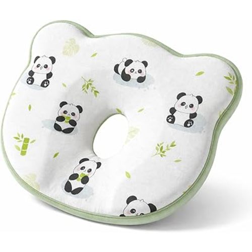 Memory Foam Baby Pillow, Flat Head Baby Pillow, Soft and Cozy Neck Support Set for Infant, Small Boys and Girls