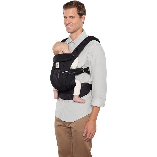 Ergobaby Omni Breeze Baby Carrier Newborn to Toddler - Breathable SoftFlex Mesh Baby Sling Carrier, Adjustable, Ergonomic, Lightweight with Padded Lumbar Support - Onyx Black