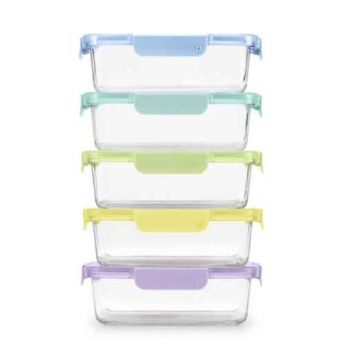 Ello Color Lock 10pc (set of 5) Glass Meal Prep Food Storage Containers Set