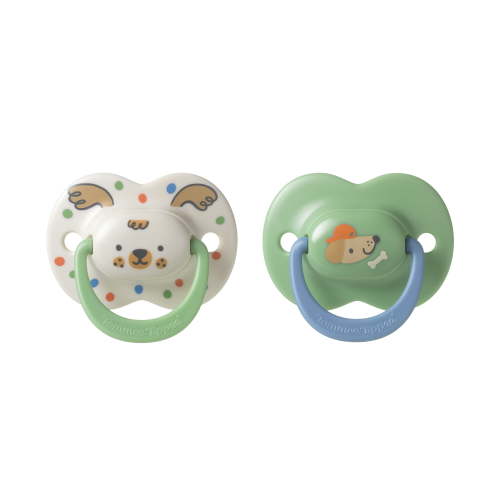 Tommee Tippee Ultimate Fit Pacifier, 18-36 Months, 2 Pack, Reusable sterilizer case included, Symmetrical nipple, Air holes, Polka Pet and Treat Time