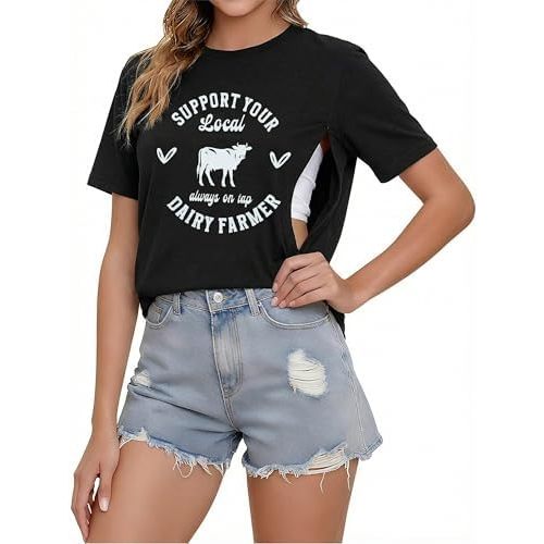 Breastfeeding Shirts for Women Nursing Shirts for Breastfeeding Hidden Zipper Maternity Tops