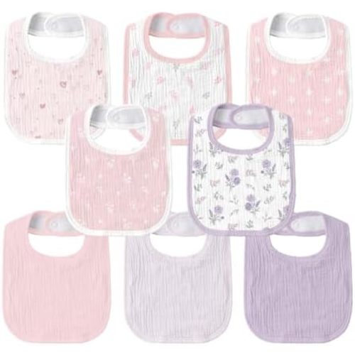 Muslin Bibs for Baby Boy Girl, Adjustable Fit for Drooling and Teething