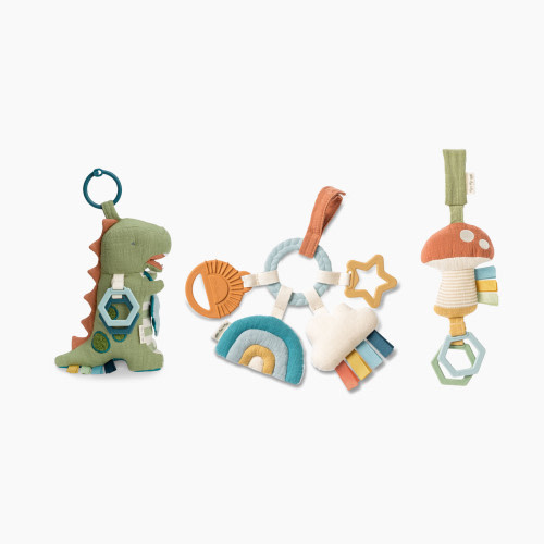 Itzy Ritzy Bespoke Car Seat Travel Toys Starter Kit - Dino/Mushroom