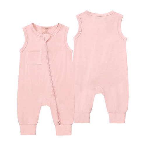 AWZXDE Baby Rompers Footless Pajamas Zipper Sleeveless Sleeper Jumpsuit Baby Body Suit Pinkï¼0-3 Months