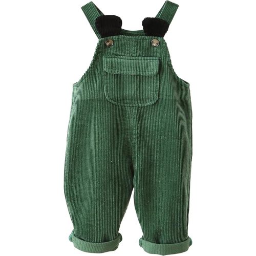 SEAUR Baby Boy Girl Corduroy Bib Overalls Cotton Button Suspender Overalls Plain Romper Loose Jumpsuit