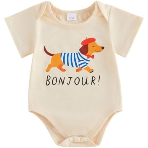 Canis Infant Newborn Baby Boys Girls Funny Letters Bodysuit Short Sleeve Neutral Baby Announcement Romper