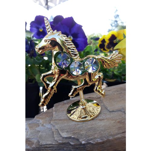 Unicorn Figurine Ornament Swarovski Crystal 24 Karat Gold Plated Mythical Suncatcher