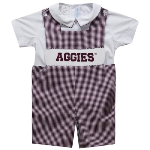 Infant Vive La Fete Maroon Texas A&M Aggies Gingham Jon Jon Romper