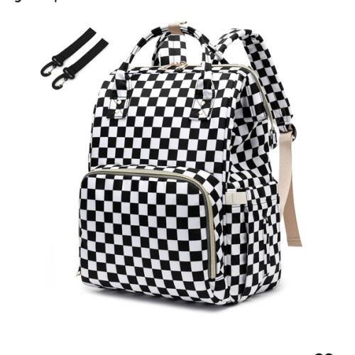 Checkered Diaper Bag Backpack for Baby Girls, Mom Waterproof Large Nappy Bags for Women