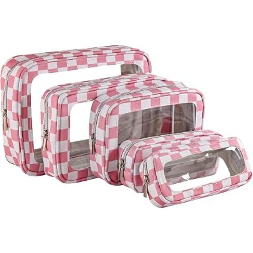 Waterproof Clear TPU 5-Piece Diaper Bag Organizer Pouch Packing cube (Pink)