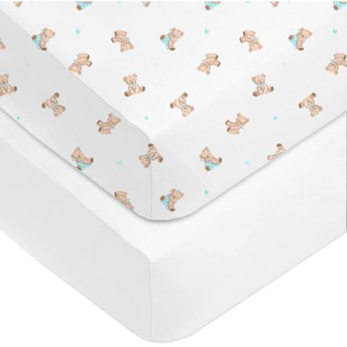 American Baby Company Fitted Crib Sheet 28" x 52", Soft Breathable Neutral 100% Cotton Jersey Sheet, Bear, for Boys and Girls, Fits Crib and Toddler Bed mattresses