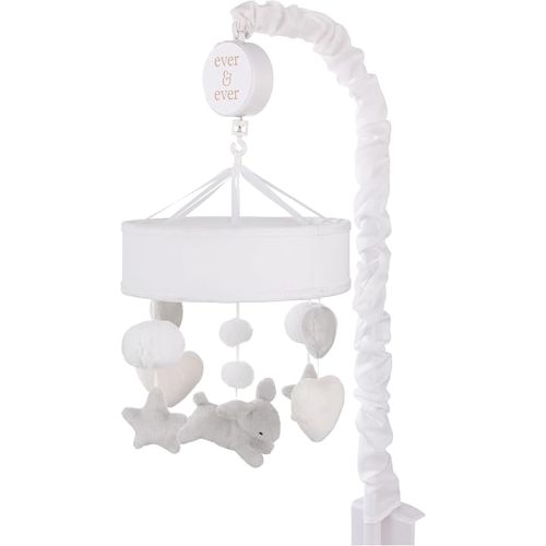 NoJo Bunny Star Gray, White, and Ivory Plush Bunnies, Stars, and Hearts Musical Mobile