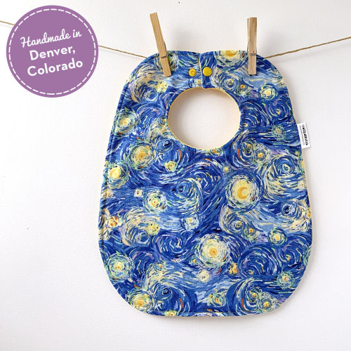 Starry Night Baby Bib: Oversized Cotton Bib with Soft Fleece Back