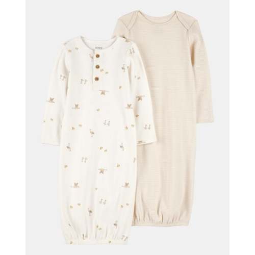 Baby 2-Pack Sleeper Gowns - Ivory/Tan | Carter's