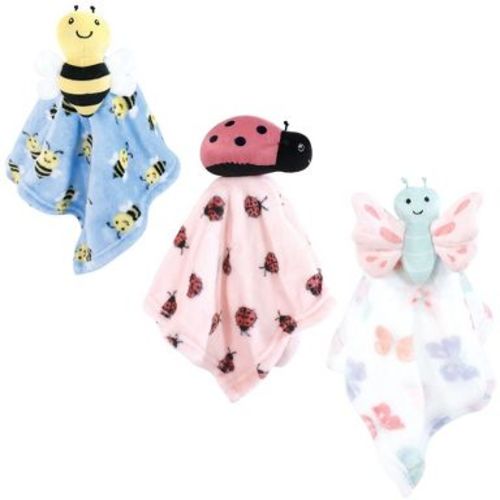 Hudson Baby Girls Animal Face Security Blanket, Butterfly 3-Pack, One Size