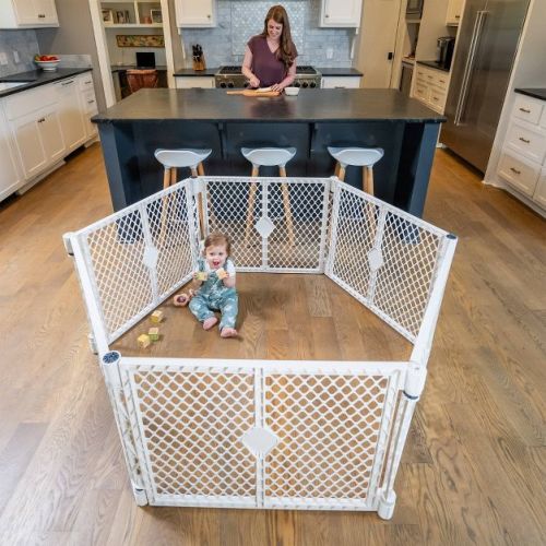 Toddleroo by North States Superyard 6 Panel Playard Baby Gate 32"-192" - White