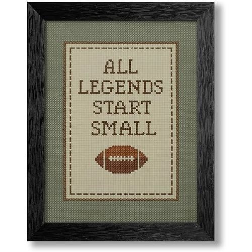 Positive Affirmations Wall Art 08x10 inch Black Framed Boys Sports Football Canvas Poster All Legends Start Small Motivational Quote Prints for Nursery Room Wall Decor