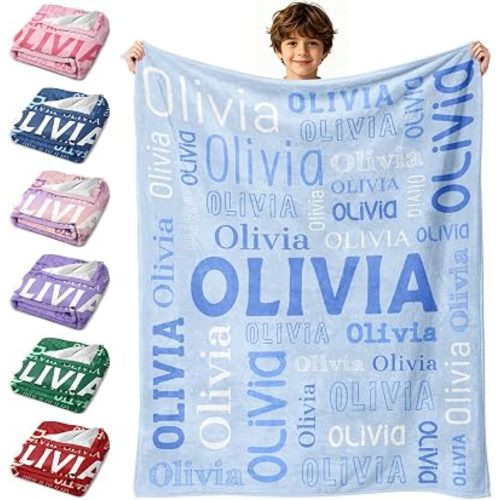 Custom Blanket with Name, Personalized Name Blankets for Teen Girls Boys Kids Baby, Customized Flannel Throw Blanket Gifts for Christmas Birthday - Printed in USA