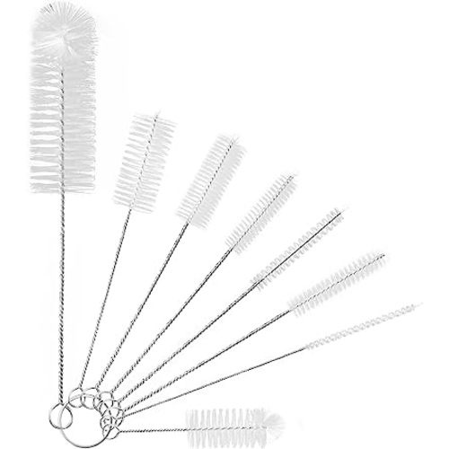 Yolaist 8 Pcs Bottle and Straw Cleaner, Long Deep Nylon Brush with Bendable Stainless Steel Flexible Handles for Bottles, Straws, Pipes, Wine Decanter, Sinks and Cup Cover