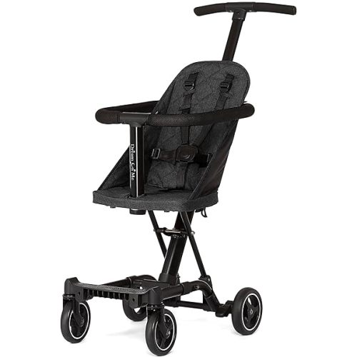 Dream On Me Coast Rider Travel Stroller – Black, Lightweight & Compact Baby Stroller, Theme Park Approved, Book-Folding Design, Adjustable Handle, Soft-Ride Wheels, Converts to Rider & Scooter