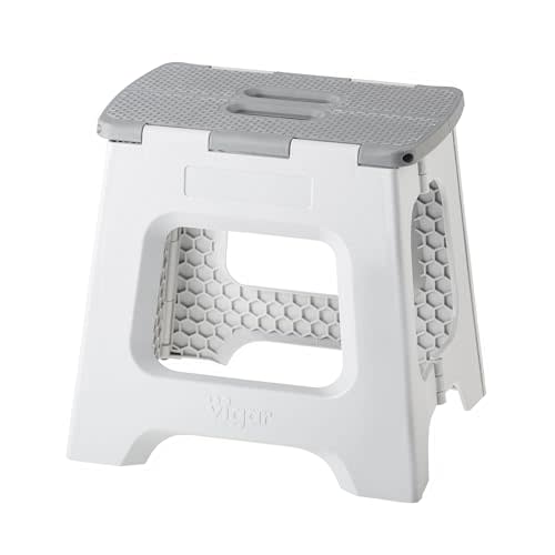 Vigar Compact Foldable Step Stool, 12-1/2-Inch, Gray | For Adults Up to 330 Pound, Lightweight, Non-Slip Folding Design, Compact Step Stool, Space-Saving Household Use