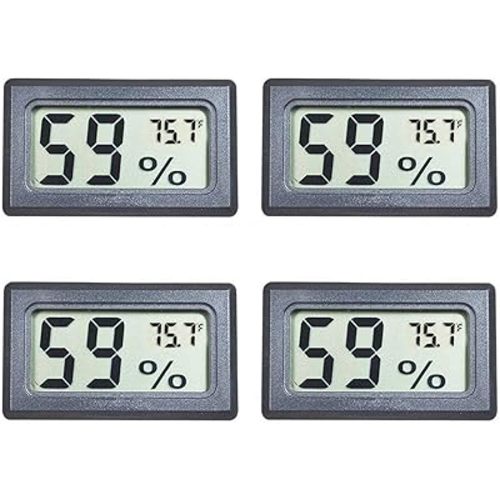 4-Pack Mini Digital Temperature Humidity Meters Gauge Indoor Thermometer Hygrometer LCD Display Fahrenheit (℉) for Reptile Tank,Jars,Guitar Case,Greenhouse, Garden, Cellar, Fridge, Closet
