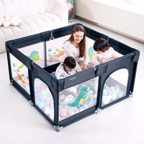 Insugar 47" Baby Playpen with Anti-Slip Base for Toddlers, Large Baby Play Yard Fence With Gate, Indoor & Outdoor Extra Large Kids Activity Center. BPA-Free, Non-Toxic