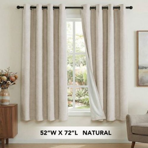 H.Versailtex Premium 100% Blackout Curtains Thermal Insulated White Liner Grommet Top Sold by 2 Panel Natural 52"W x 72"L