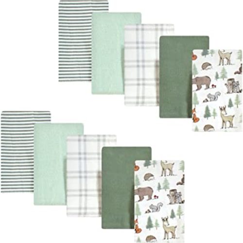 Hudson Baby Unisex Baby Cotton Flannel Burp Cloths, Forest Animals, One Size