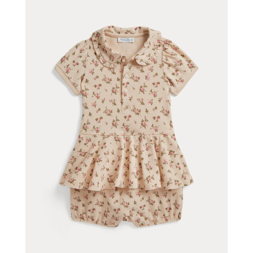 Floral Stretch Mesh Peplum Polo Shortall for Baby Girls | Ralph Lauren