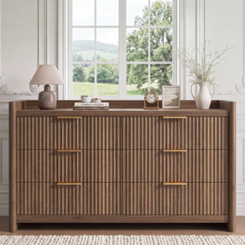 Latitude Run® 55.1" Wide 6-Drawer Wave Fluted Dresser | Wayfair