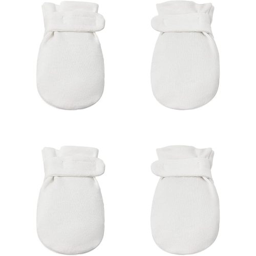Newborn Baby No Scratch Mittens Stay On, 100% Cotton Breathable, Adjustable Infant Gloves for Baby Boys Girls Mittens