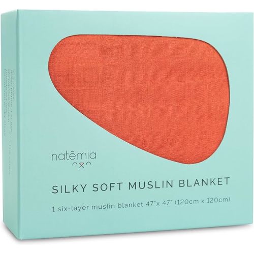 Natemia Muslin Baby Blanket - Ultra Soft, Breathable Baby Blankets for Girls and Boys - Newborn Essentials- Multi-Purpose Stroller Cover, Play Mat, XL Swaddle - Cotton Rayon Blend- 47" x 47"