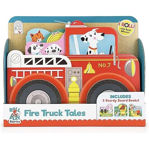 Fire Truck Tales - Wheeled Board Book Set, 3-Book Gift Set With Rolling Fire Engine Vehicle Slipcase for Toddlers (Roll & Play Stories) Board book – July 25, 2021