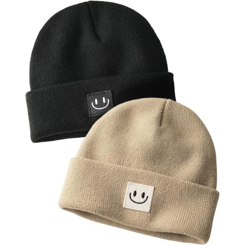 FURTALK Baby Beanie Cute Toddler Winter Hat Knit Boys Girls Warm 2 Pack Kids Embroidered Beanies Cap for 0-8 Years