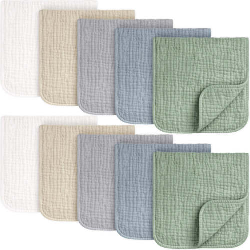 Lyra Muslin Burp Cloths - Slate / 10 Pack