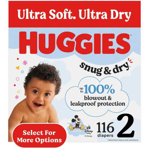 Free Shipping! Huggies Baby Diapers Size 2 12-18 lbs 116 Ct Snug & Dry Leakproof
