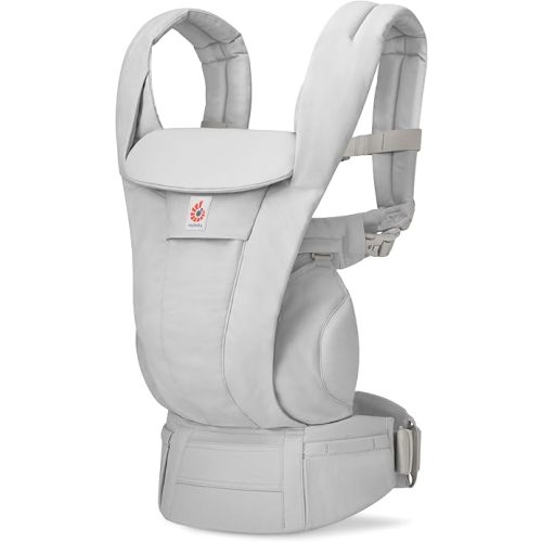 Ergobaby Omni Deluxe Baby Carrier for Newborn to Toddlers 0-48 Months (7-45 lbs) - 4-Position 100% Premium Cotton Baby Carrier with Ergonomic Support, Storage Pockets, and Sun Hood - Pearl Grey