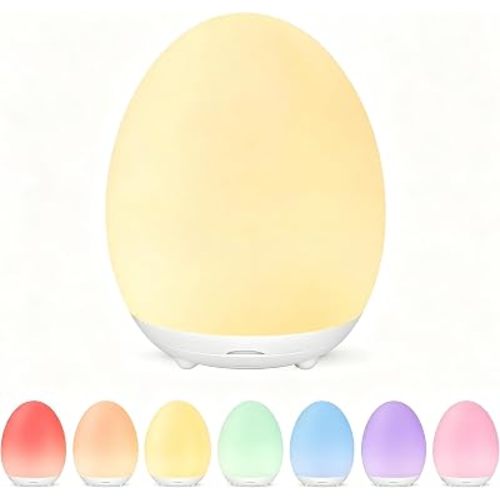 Night Light for Kids, Color Changing Egg Light for Baby Nursery with Timer