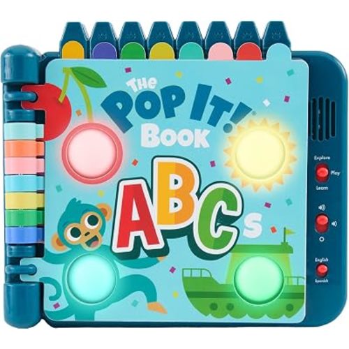 Chuckle & Roar Pop It! Book ABCs – Interactive Light-Up Learning Book with Pop it!