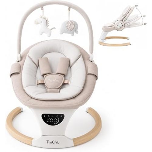 Baby Swing with Auto-Rocking, 5 Motions & 12 Melodies,Beige