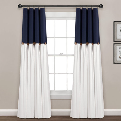 Lush Decor Linen Button Cotton Blend Blackout Thermal Rod Pocket Single Curtain Panel & Reviews | Wayfair